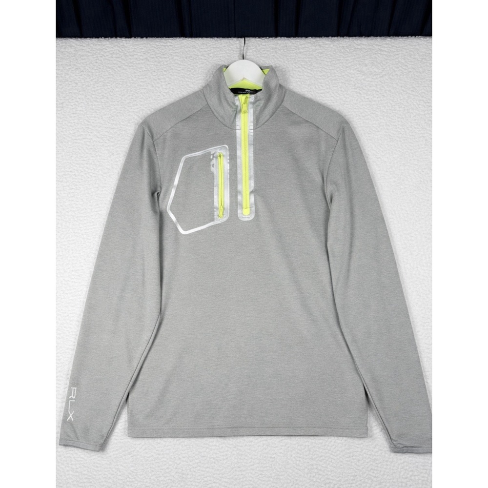 RALPH LAUREN RLX Performance Stretch Half Zip Pullover Gray - Neon Yellow -Small